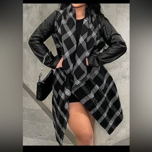 Fashion Nova Plaid Leather Coat
